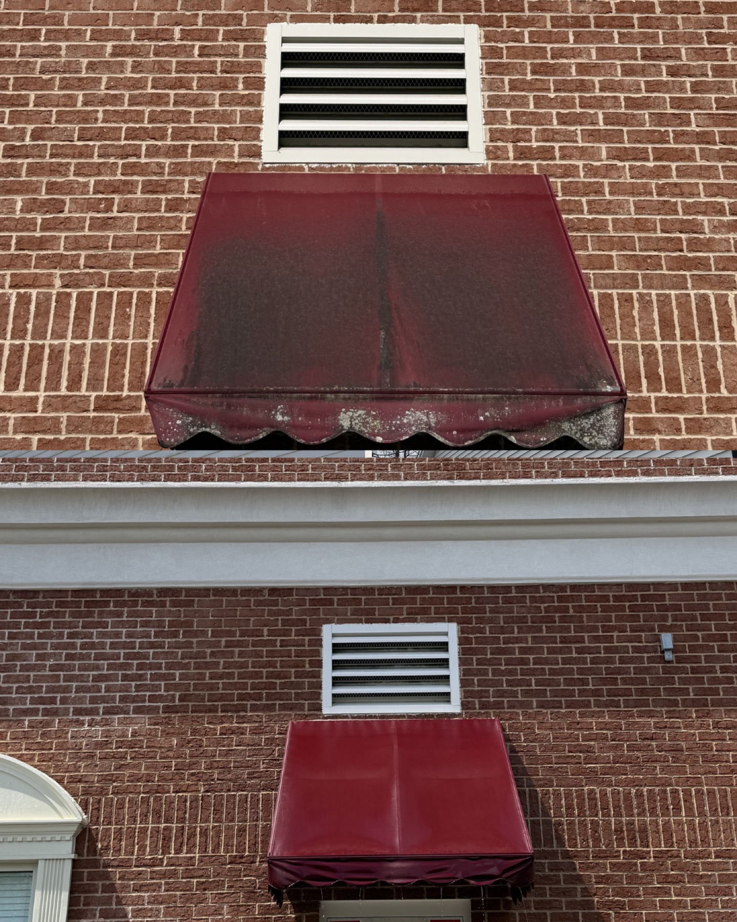 Apartment awning cleaning before and after