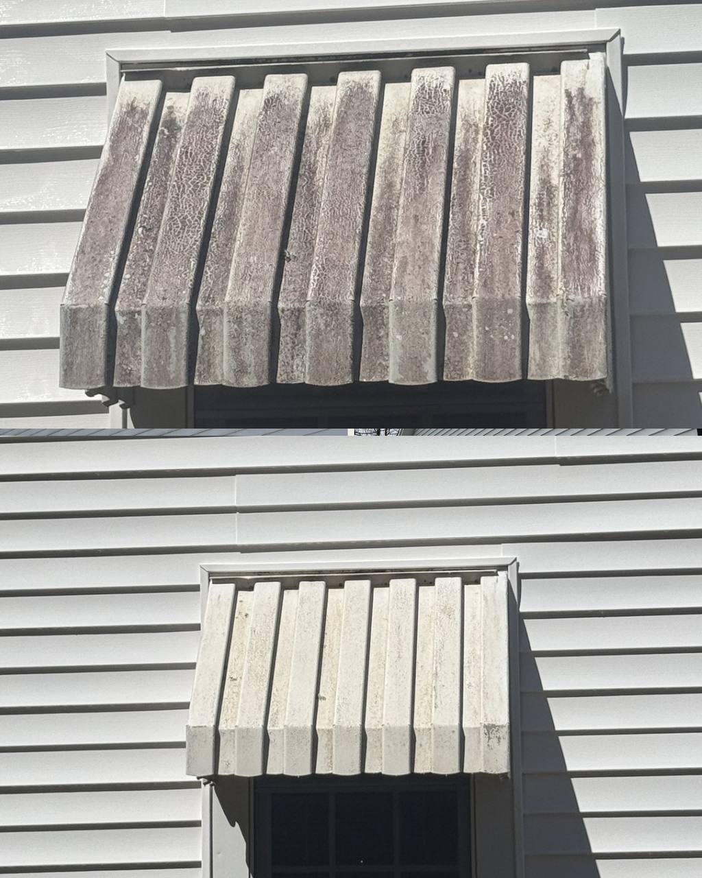 Before and after window awning wash by Mayberry Pressure Washing